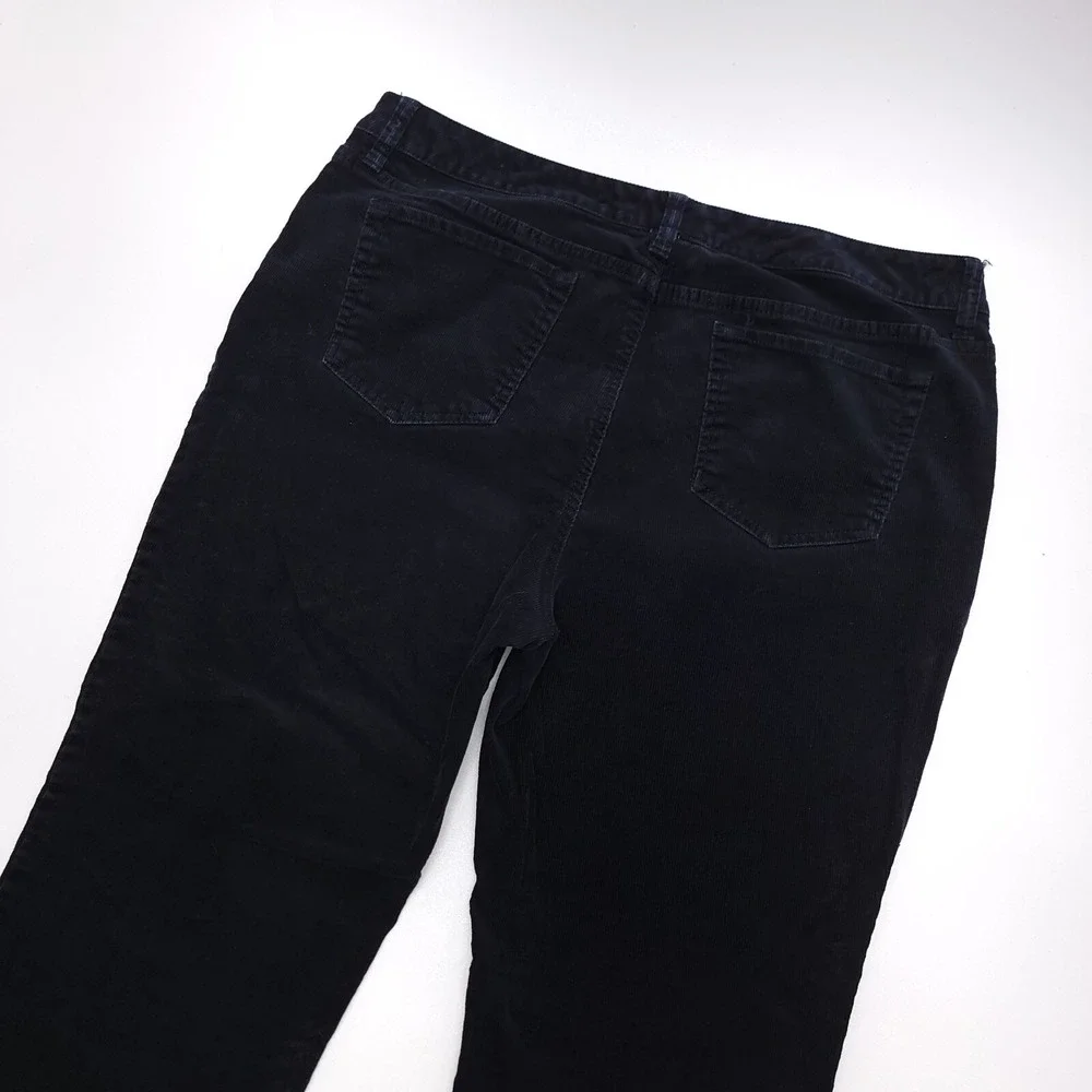 St Johns Bay Bootcut‎ Leg Corduroy Pants Women's 14 Black Chino Cords 34x28